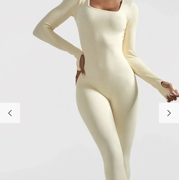 MOOSLOVER sz XS/Small? Full Body Suit Sleeveless Ribbed Square Neckline Cream - Picture 10 of 11